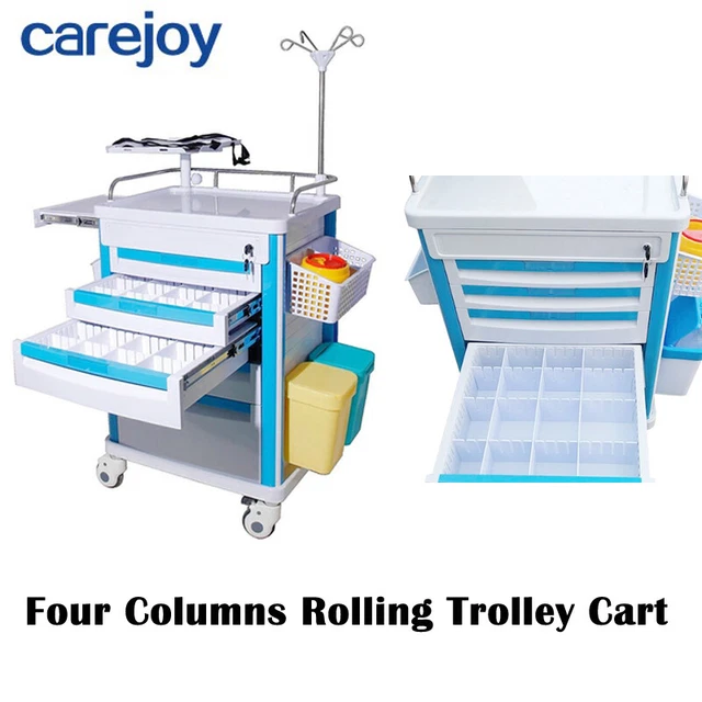 Carejoy Medical Rolling Trolley Cart Emergency Movable Operating Room Trolley