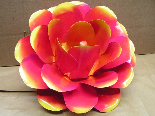 GIGANTE metal ROSA Amarillo Rosa Flor para acentos, adornos, artesanía, arte