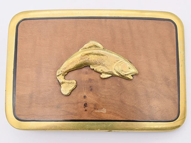 Jumping Trout Fish Solid Brass Hippie Vintage Trinity Co. Belt Buckle