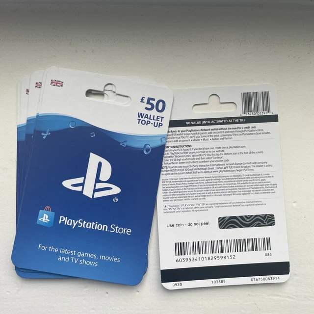 PlayStation Store UK New Style Edition 50£ Collection Card (Without Credit)