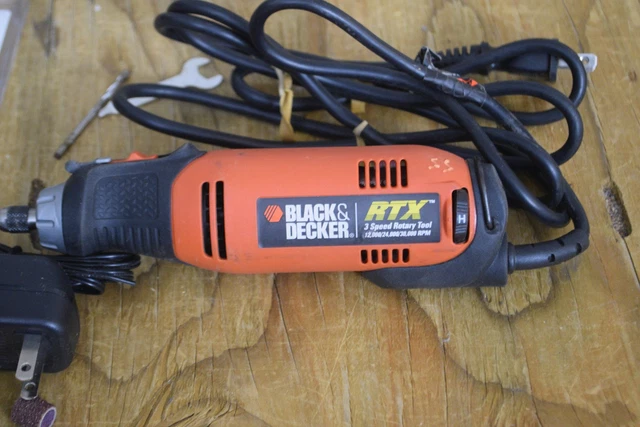 BLACK & DECKER RTX Rotary Tool 3 Speed Kit Dremel 4485 Collet Uses ...