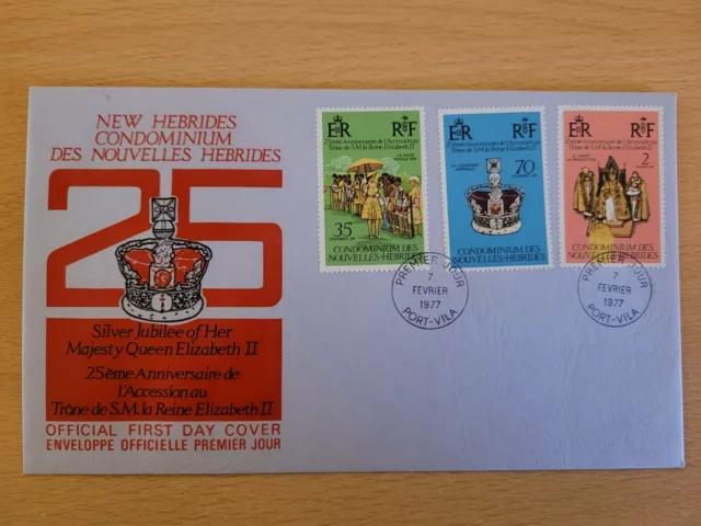 NEW HEBRIDES ENGLISH 1977 SILVER JUBILEE OFFICIAL FIRST DAY COVER FDI CANCEL (a)