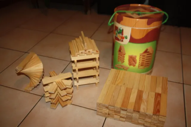 LOT jeu de construction bois yakajou style kapla 260 buchettes / planchettes