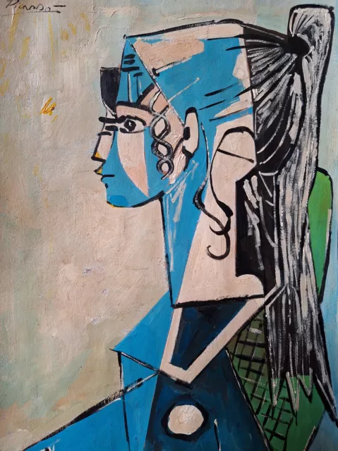 Pablo Picasso , painting, signed, origin known, COA, tempera color ,Picasso  era