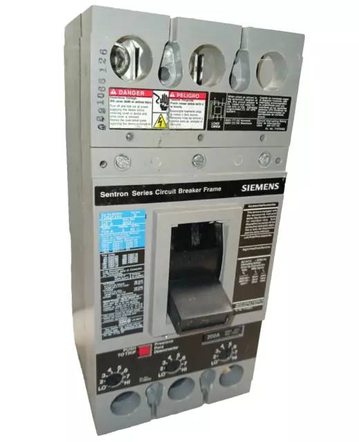 Siemens Fd63F250 Circuit Breaker W/ 200 Amp Trip 3 Pole 600 Vac