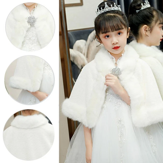 Bambine Ragazze Pelliccia Finta Scialle Soffice Spalle Bolero Mantella Giacca