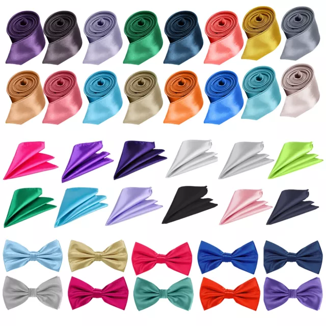 Wedding Party Neck Slim Tie / Bow Tie / Pocket Square Handkerchief Hanky Skinny