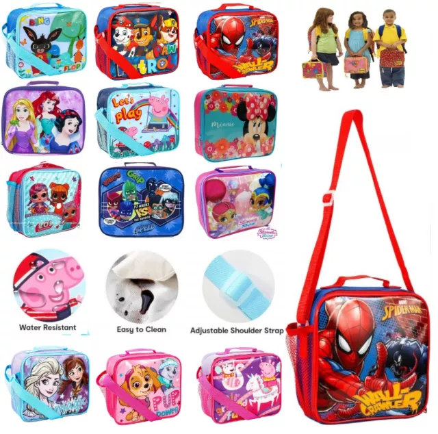 Kids Insulated Character Lunch Box Bag Pack Childrens Boys Girls School Food UK