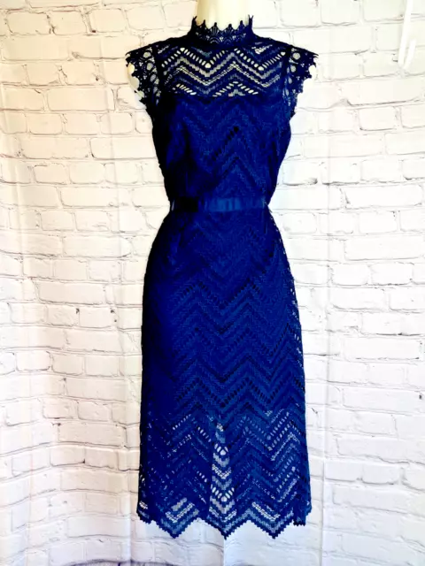 NWT BARDOT Navy Blue Womens Dress crochet features Sz 2