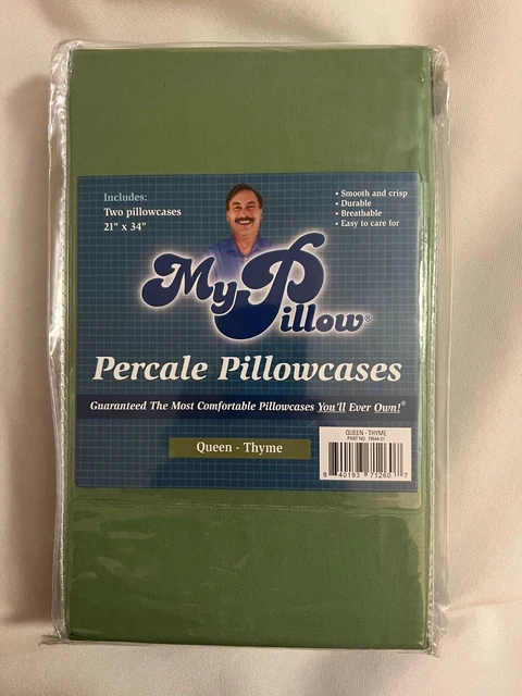 My Pillow Percale Pillowcases Queen Size Thyme (2 pack) Brand new