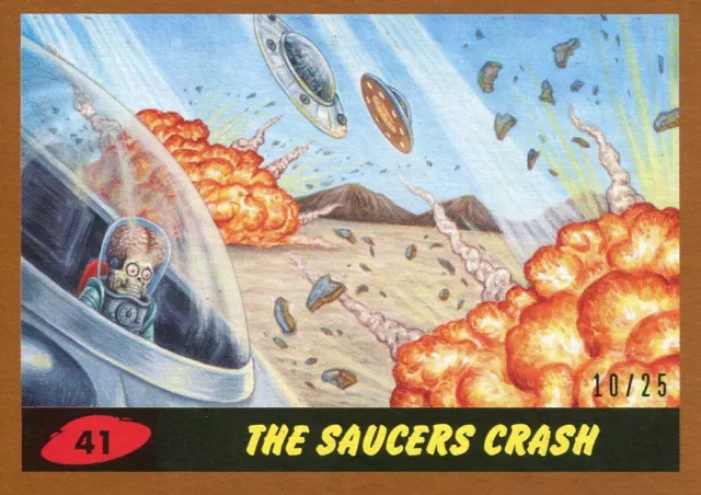 Mars Attacks The Revenge Bronze [25] Base Card #41 The Saucers Crash