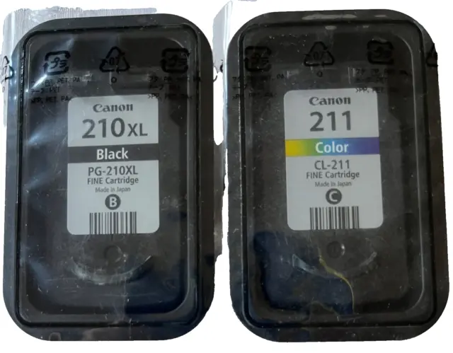 Genuine OEM Canon PG-210XL Black & CL-211 Color Ink cartridges