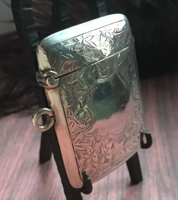 ANTIQUE SOLID SILVER Vesta Match Case Box Safe Birmingham SPENCER