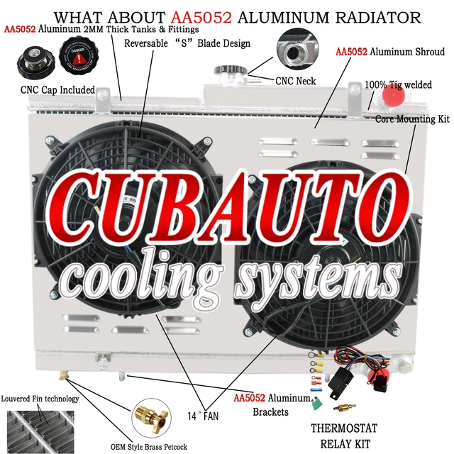 2ROW RADIATOR+FAN+RELAY FIT Nissan Skyline R33 R34 GTR GTST GTT RB25DET