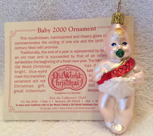 Baby 2000,Millennium,Old World Christmas,Inge-Glas,Germany,Retired,Blown Glass