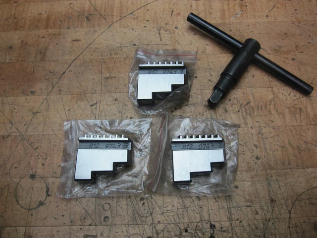 Set of 3 Bison 812-9743 1 piece lathe scroll chuck hard jaws (6"? max diameter )