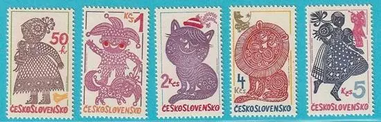 Tschechoslowakei aus 1980 ** postfrisch MiNr. 2578-2582 Scherenschnitte Katze