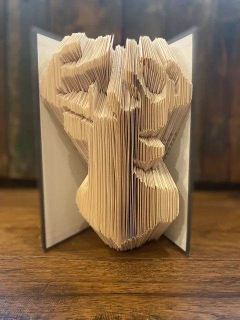 Handcrafted Folded Book Art, Sculpture Gift Deer