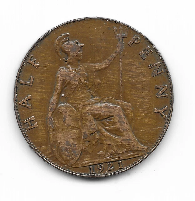 ROYAUME UNI 1 HALF PENNY 1921 GEORGIUS V ANGLETERRE   voir scan