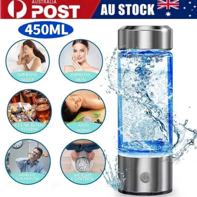 450mL Portable Hydrogen Rich Alkaline Water Ionizer Generator Bottle Cup Mug