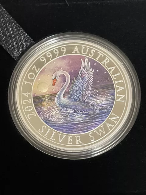 ✅ In Hand Australia 2024 Swan 1oz Coloured Silver Coin Perth Mint In Box