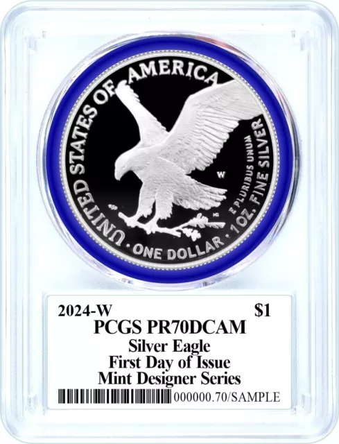 2024 W $1 Proof Silver Eagle PCGS PR70 DCAM First Day of Issue Damstra Signature 2