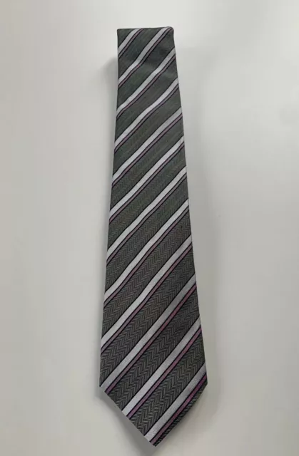 Paul Smith Tie "MAINLINE" Grey & Multi Stripe 8cm Blade Tie Made in Italy