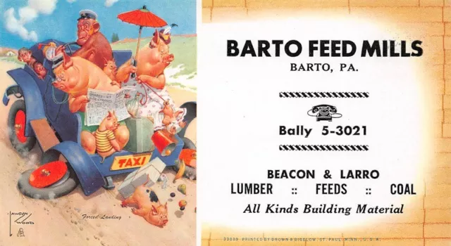 Forced Landing Barto Feed Mills Pa Lawson Wood Small Advertising Blotter