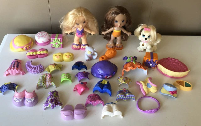 FISHER PRICE VINTAGE SNAP N STYLE MEGA LOT 32 PCS 2 DOLLS & dog, accesories bday