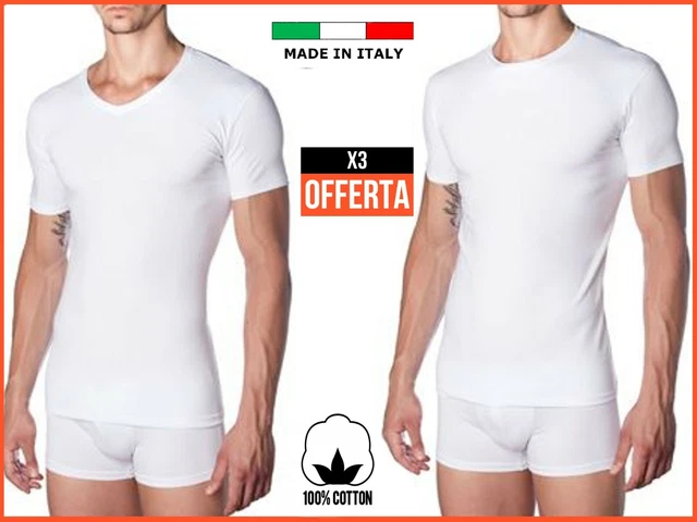 3 maglia intima da uomo in cotone 100% scollo a v girocollo  t shirt maglietta