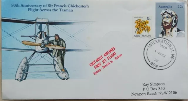 Australia 1983 Postal Stationery Cover For Flight To Norfolk Island & Return