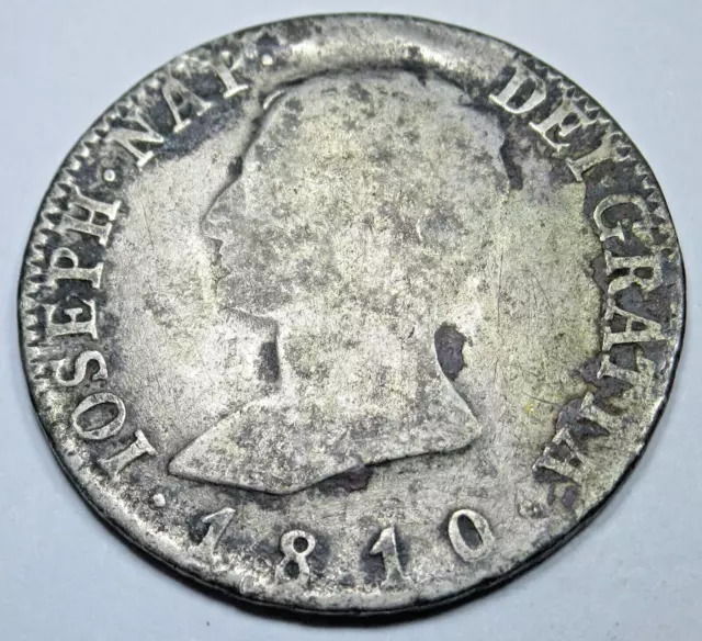 1810 Spanish 4 Reales Joseph Napoleon Silver Genuine Antique 1800's Coin