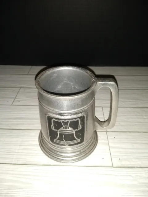 Old Mill Ent. Vintage Metal Beer Bar Mug Cup Liberty Bell Graphic Lancaster PA