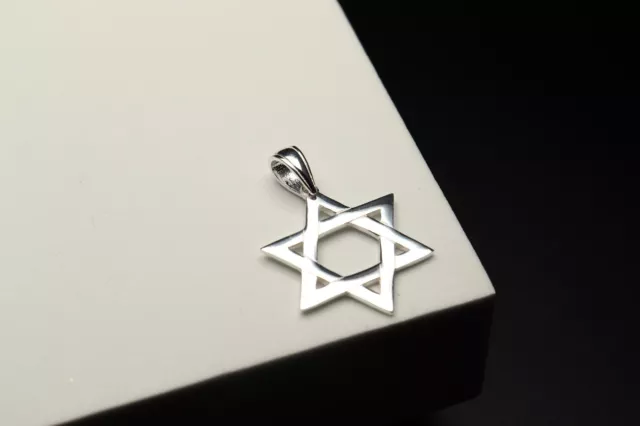 Solid 925 Sterling Silver Large Star of David Jewish Pendant