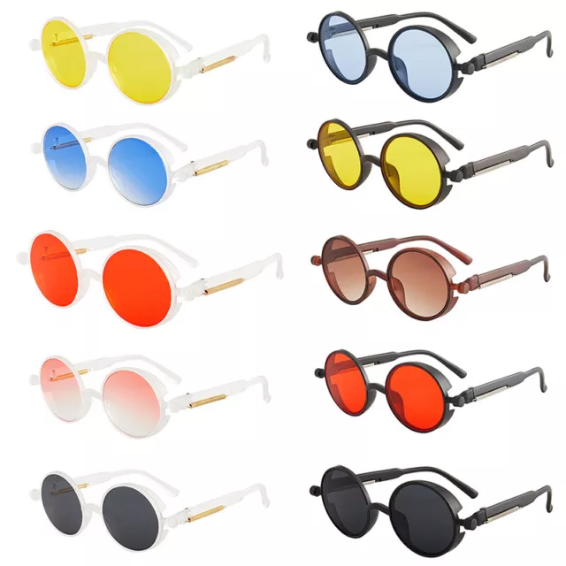 Round Metal Sunglasses Steampunk Fashion Designed Glasses Retro Vintage Unisex ~