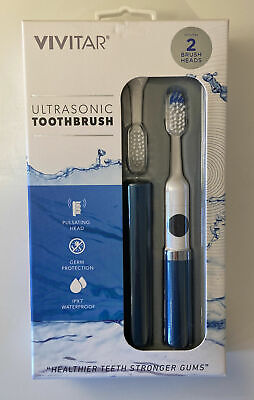 Vivitar NIB V100 UltraSonic Silver or Gray Battery Operated Travel Tooth Brush