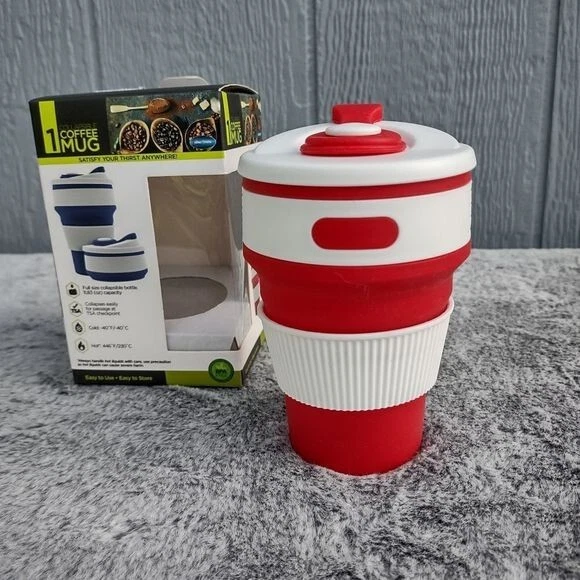 Home Solutions Collapsible Travel Coffee Mug Red 11.83 oz. capacity BPA Free