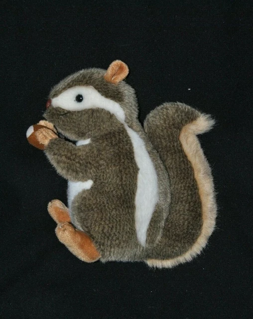 Peluche doudou écureuil blanc brun marron beige gland yeux durs 24 cm TTBE
