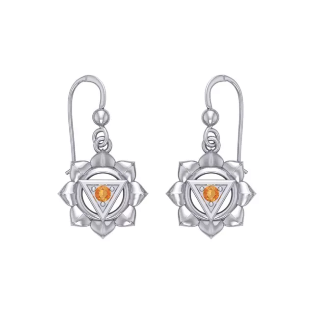 Manipura Solar Plexus Chakra 925 Sterling Silver Earrings by Peter Stone Jewelry