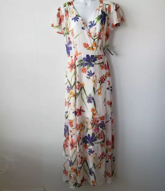 New York & Co. Eva Mendes Collection Allison Print Wrap Maxi Dress size L