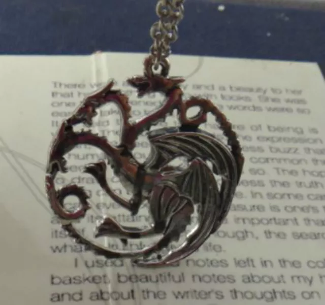 Game of Thrones Targaryen Dragon Pendant Necklace Antique Silver Colour 3