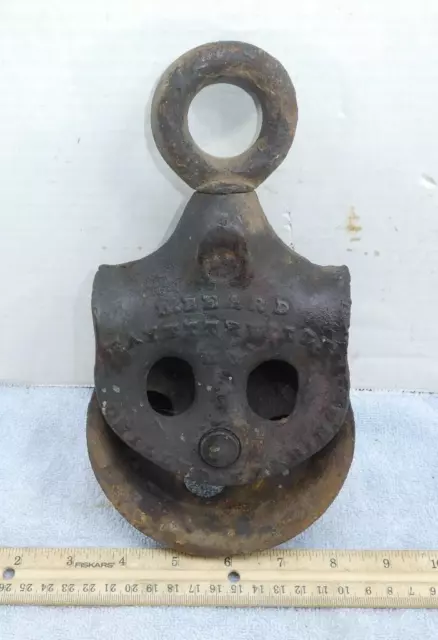 OLD ACME H Beard Drop Pulley Cast Iron Barn Hay Trolley Fayetteville New York !