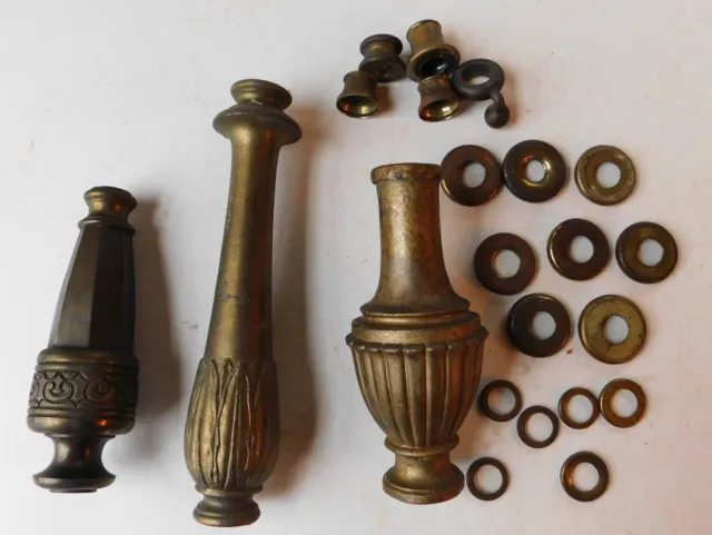 3 VINTAGE DECO Cast Metal Brass Lamp Spacers Parts & Rings Repair