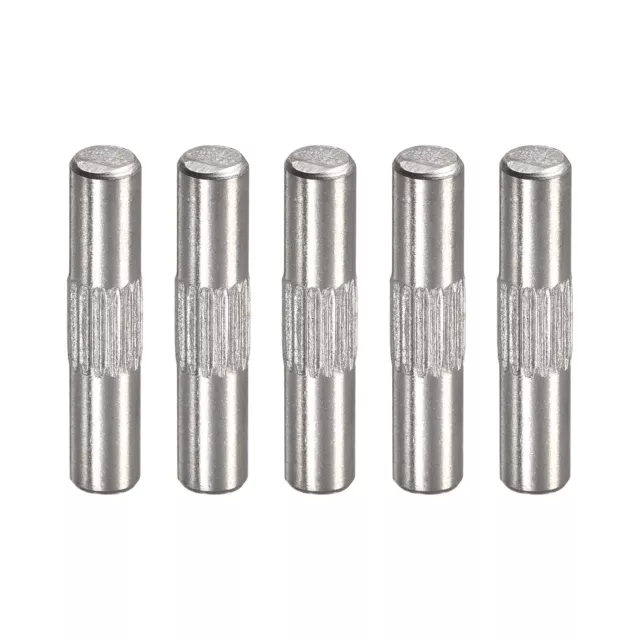 4x20mm 304 Stainless Steel Dowel Pins, 5Pcs Center Knurled Chamfered End Pin