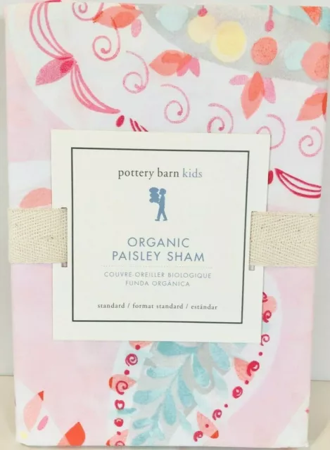 NEW Pottery Barn Kids Organic Paisley Standard Sham, Pink Multi