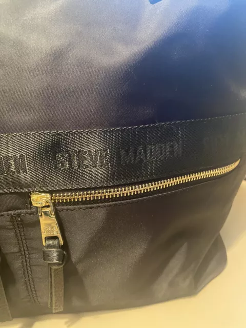 Steve Madden Tote Overnight Bag Double Handles & Shoulder Strap Nylon Black 2
