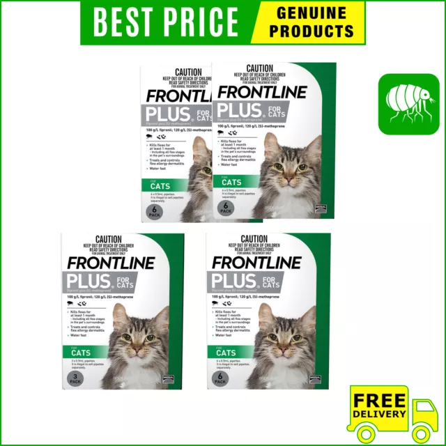 FRONTLINE PLUS For Kittens and Cats 3, 6, 12 Pipettes GREEN Flea Treatment