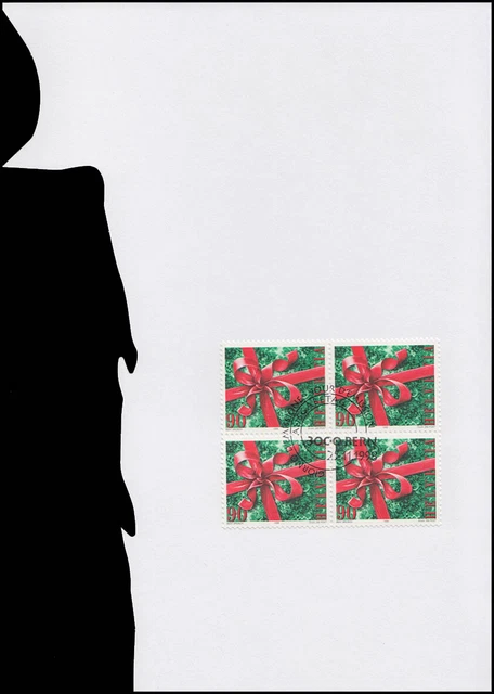 Schweiz 1671 Weihnachten 1998 im Viererblock, PTT-Grußkarte zum Jahreswechsel 2