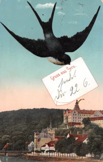 Gruss aus Gera Schloss Osterstein Thüringen Postkarte AK 1915