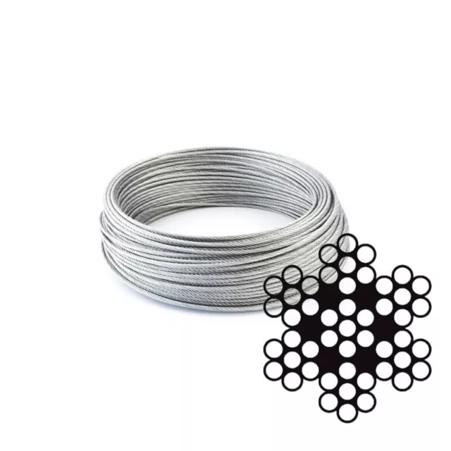 1mm 1.5 2mm 3mm 4mm 5mm 6mm 8mm STAINLESS Steel AISI 316 Wire Rope Cable Rigging